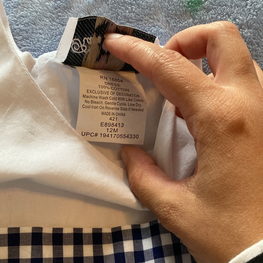 NWOT Classic White and Navy Checkered Girls Dress - Picture 3 of 6